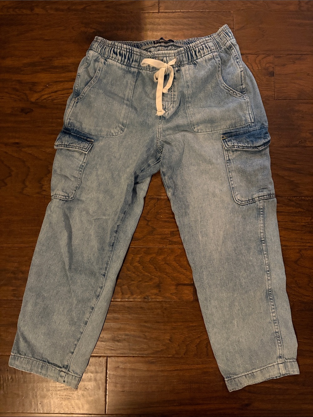 GAP Light Blue Denim Cargo Joggers with Drawstring